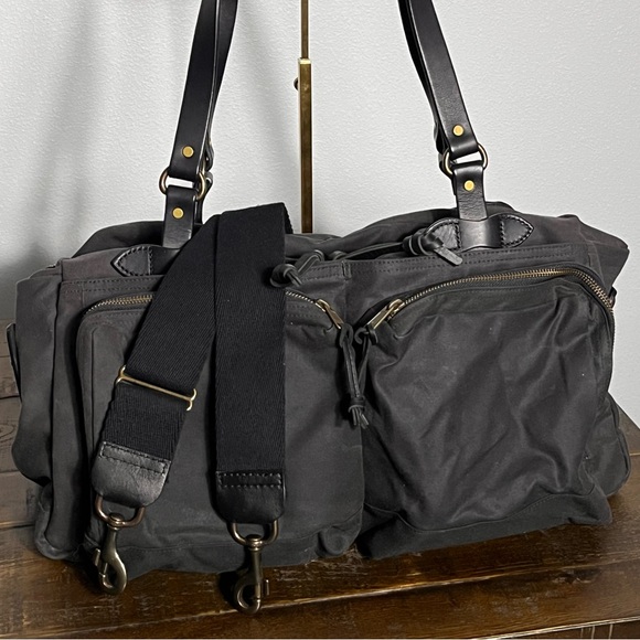 Filson 48hr Tin Cloth Duffel Bag Trolly Strap Bridle Leather Timeless Unisex - Picture 2 of 16